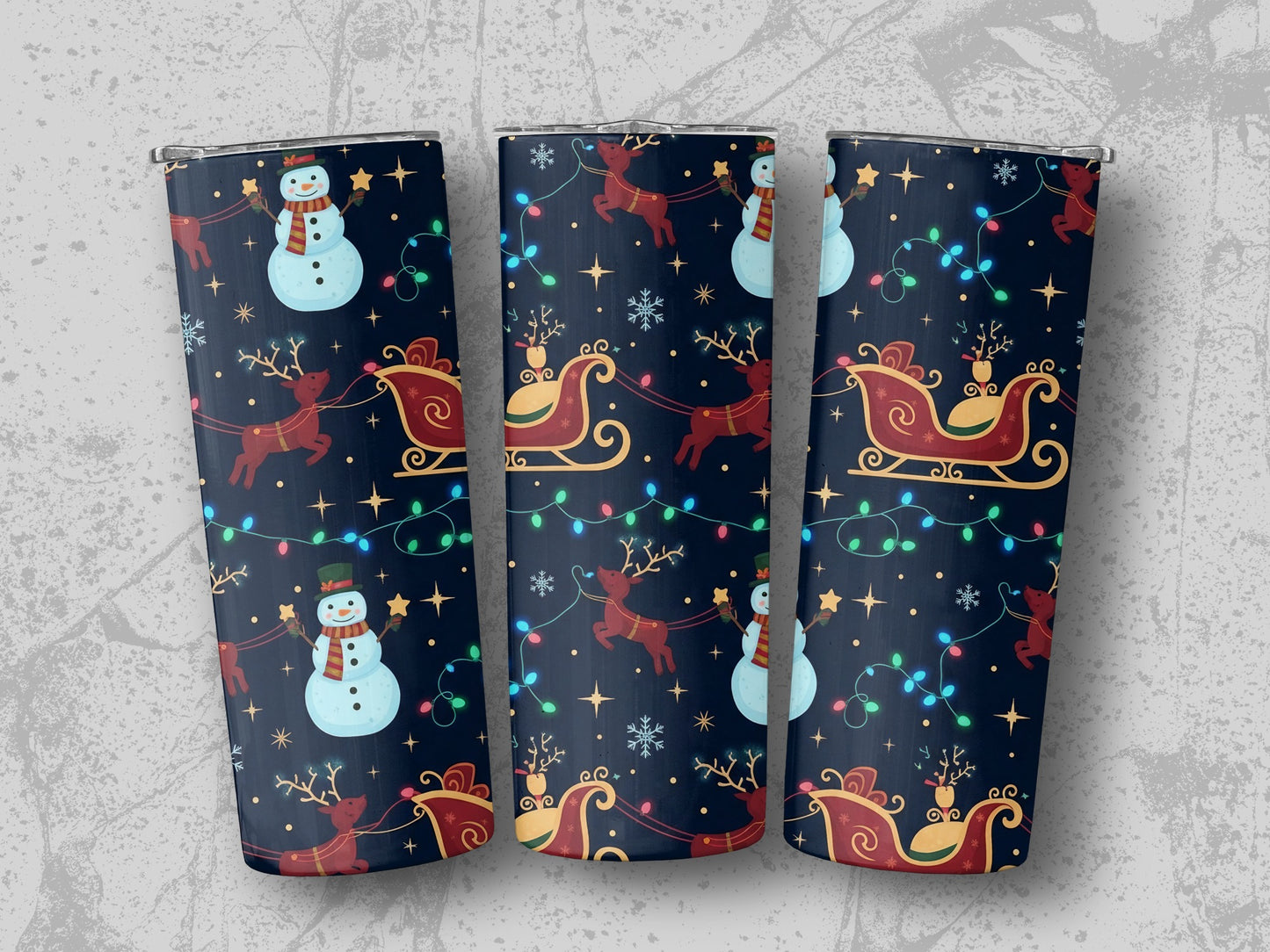 Christmas Themed Travel Tumbler Sleigh and Snowman product type