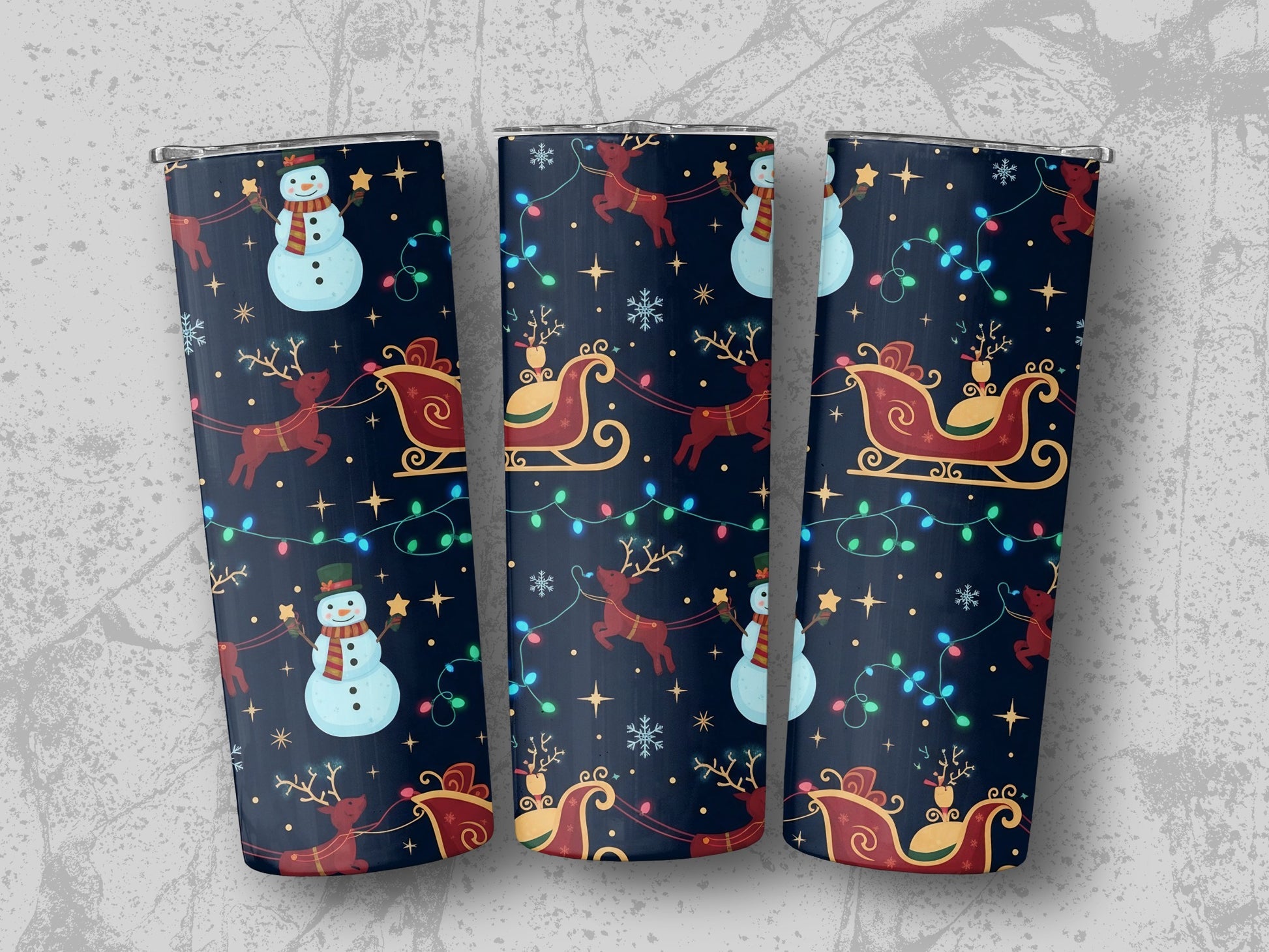 Christmas Themed Travel Tumbler Sleigh and Snowman product type