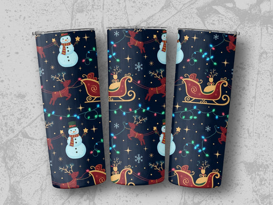 Christmas Themed Travel Tumbler Sleigh and Snowman product type