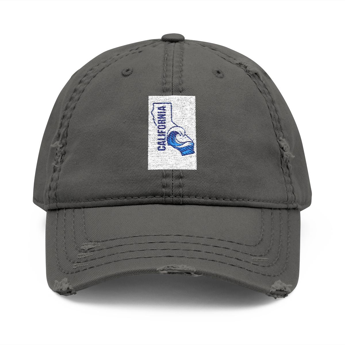 Vintage California Wave Embroidered Distressed Cap Hat