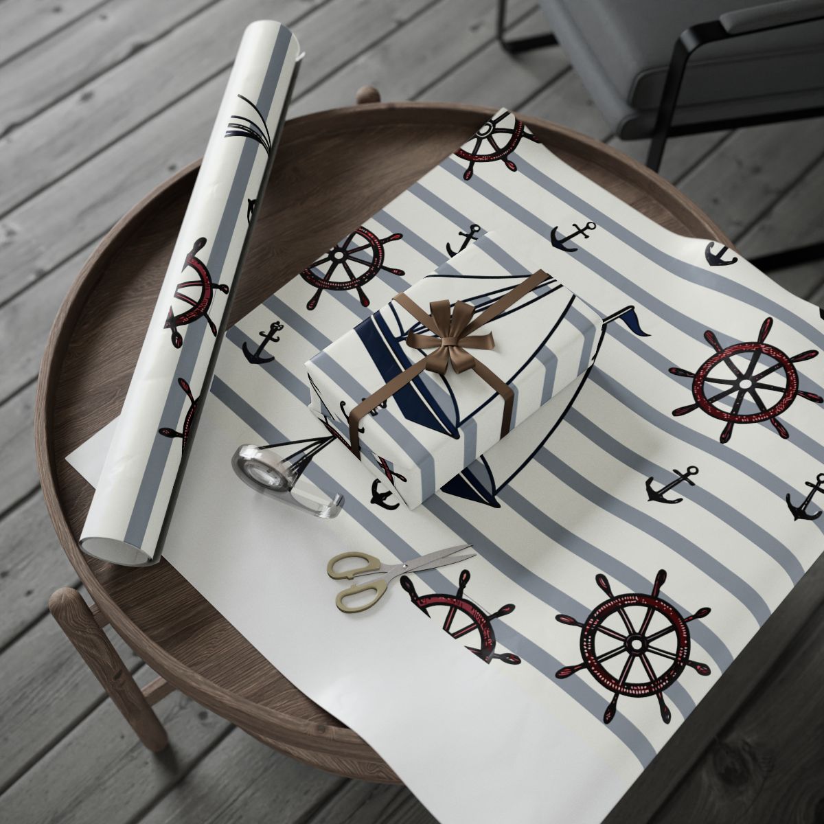 Nautical Themed Wrapping Paper for Gift Presentation