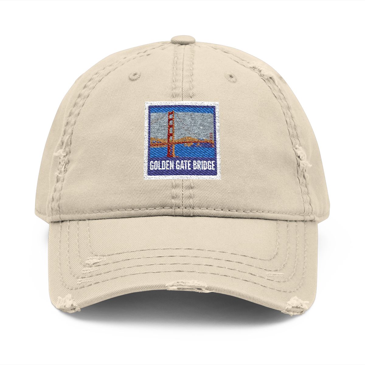 Golden Gate Bridge Patch Distressed Cap Adjustable Hat