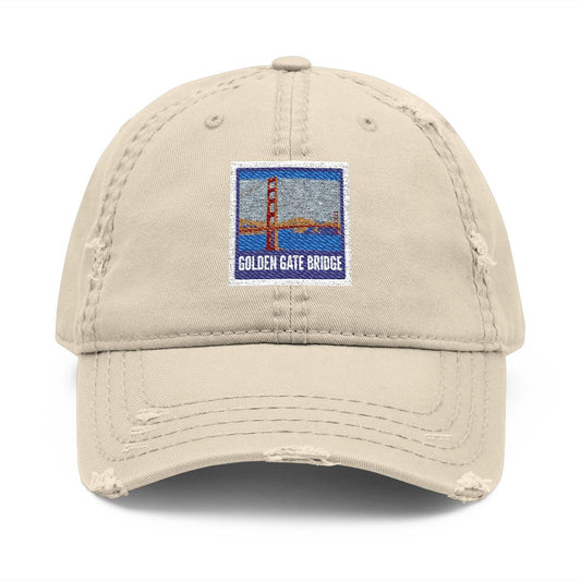 Golden Gate Bridge Patch Distressed Cap Adjustable Hat