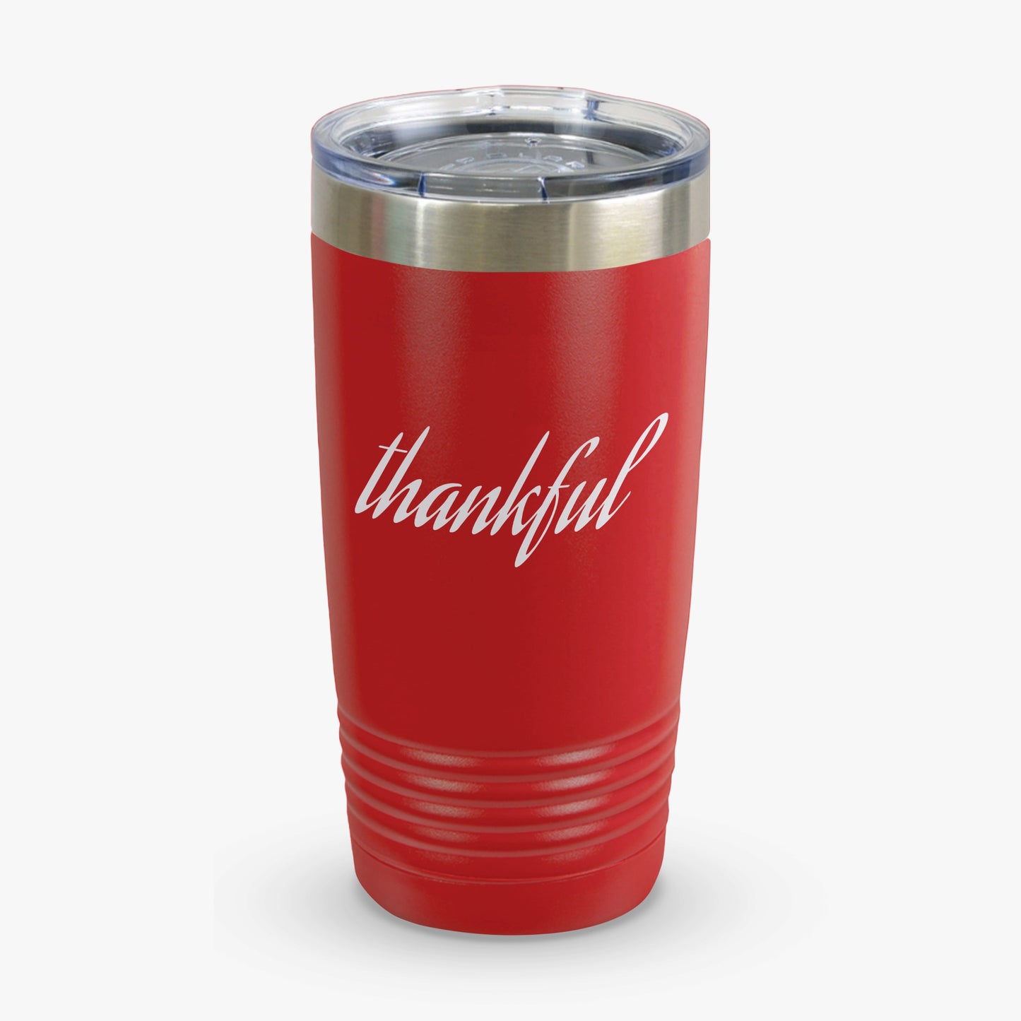 Thankful Engraved Red Travel Tumbler for Everyday Use
