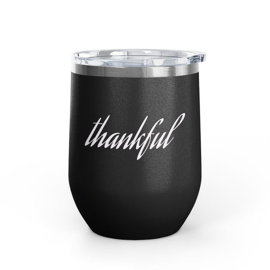 Thankful Black Travel Tumbler with Lid