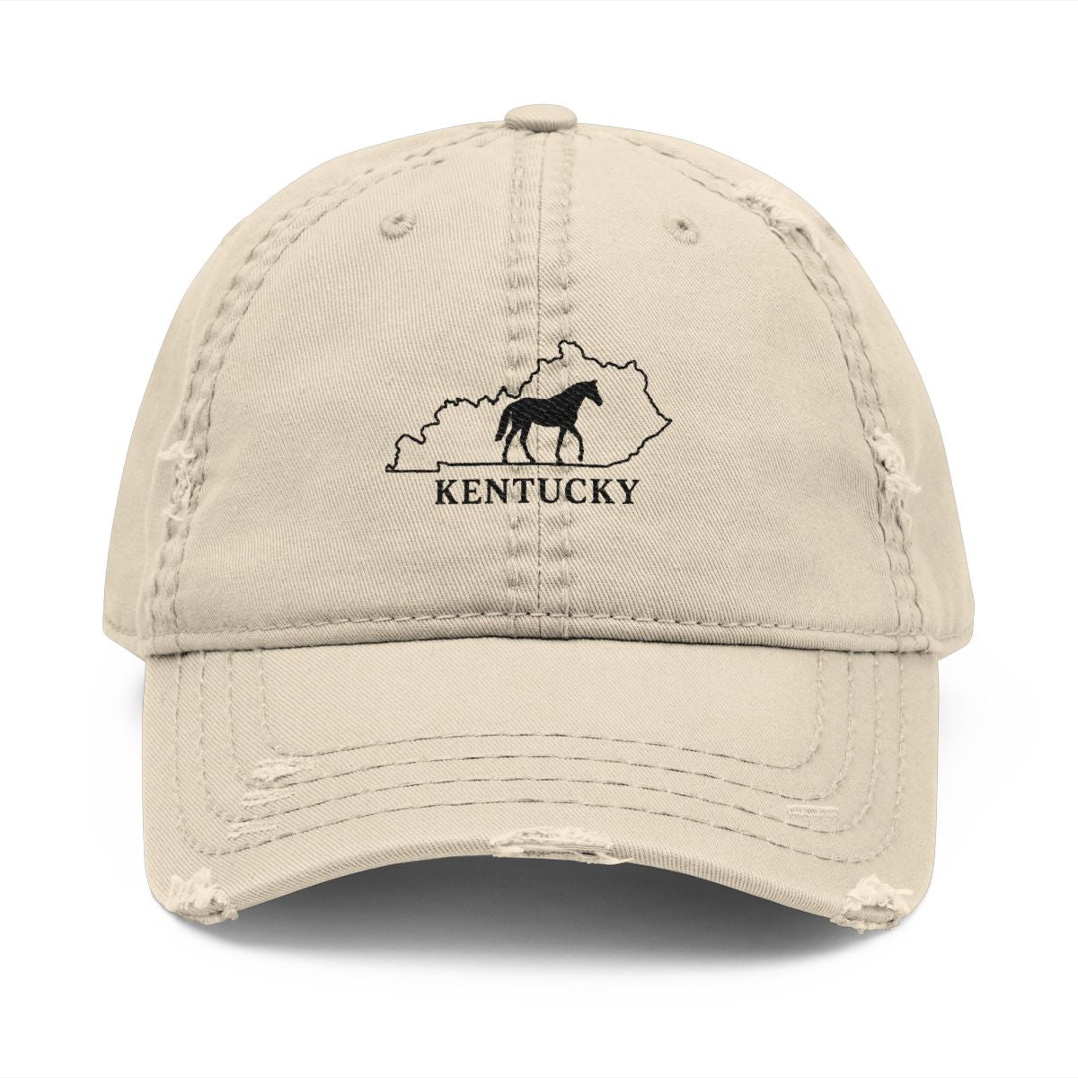 Kentucky Horse Embroidered Distressed Cap for Casual Wear