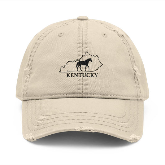 Kentucky Horse Embroidered Distressed Cap for Casual Wear