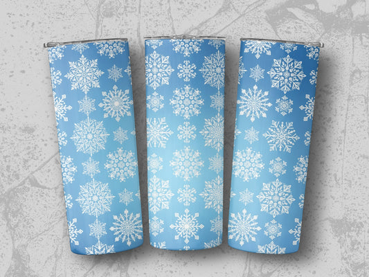Snowflake Pattern Blue Tumbler Perfect Winter Product